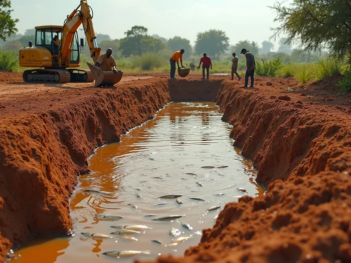 Commercial tilapia pond construction in Africa