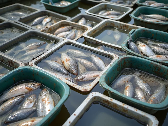 Commercial tilapia grading using mesh-bottom grading boxes in a sorting facility