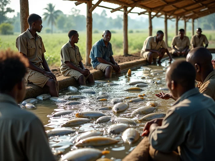 Tilapia farmers meeting in a cooperative network