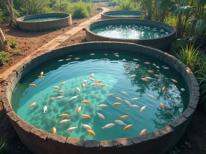 Commercial circular tilapia breeding tanks