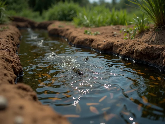 Tilapia pond with a monk board drainage system for water level control