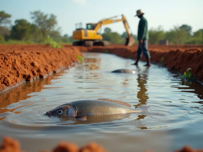 Commercial tilapia pond construction in Africa