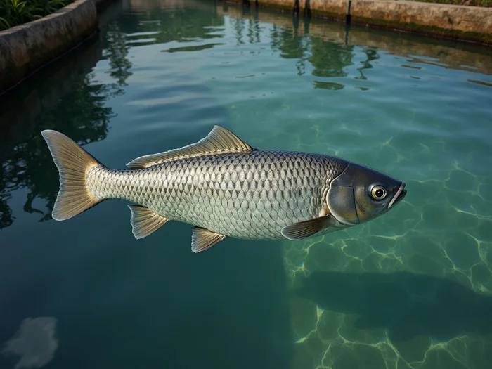 Wami tilapia in a commercial aquaculture pond